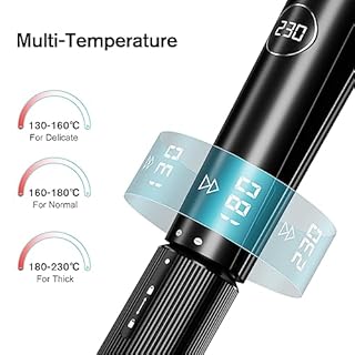 K&K lisseur Cheveux professionnel 2 en 1 et Fer à lisser boucleur 100% de titane pur avec plaque en céramique nano-tourmaline de revêtement fer plat de 130 à 230°C