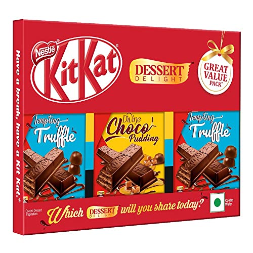 Image of KIT KAT Dessert Delight, Chocolate Coated Wafer Bar, 150 Gram-Pack Of 3