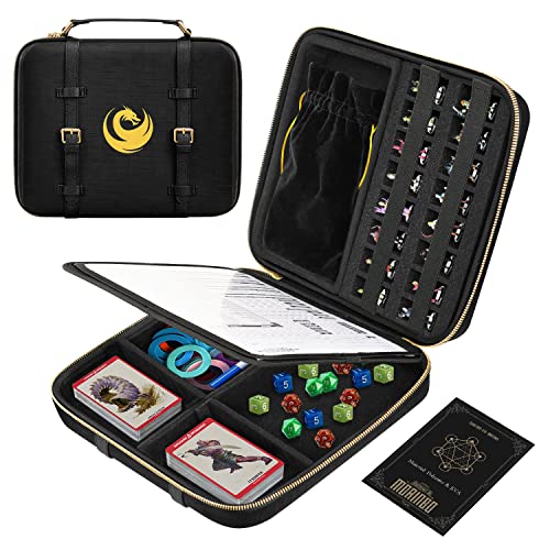 MORINBO RPG Organizer Case, DND Organizer DND Binder with Dice Rolling Tray, Removeable Dice