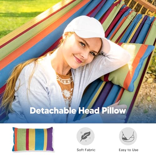 Image of SUNCREAT Hammocks Heavy Duty Double Hammock with Spreader Bar, Rainbow