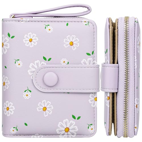 Image of Farcauo Womens Wallet Cute Small Wallets for Women Purple Women's Wallet Kawaii Flower Card Wallets for Women Ladies