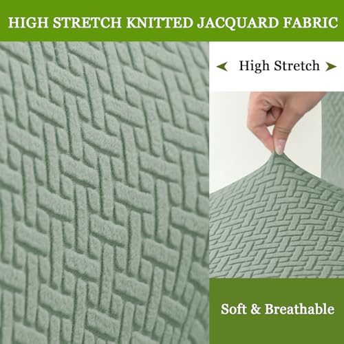 Image of FUANGUI Bar Stool Covers Set of 4, Stretch Bar Stool Chair Cover Slipcovers, Knitted Jacquard Counter Stool Bar Chair Covers for Kitchen Pub Dining Room (Knitted Green)