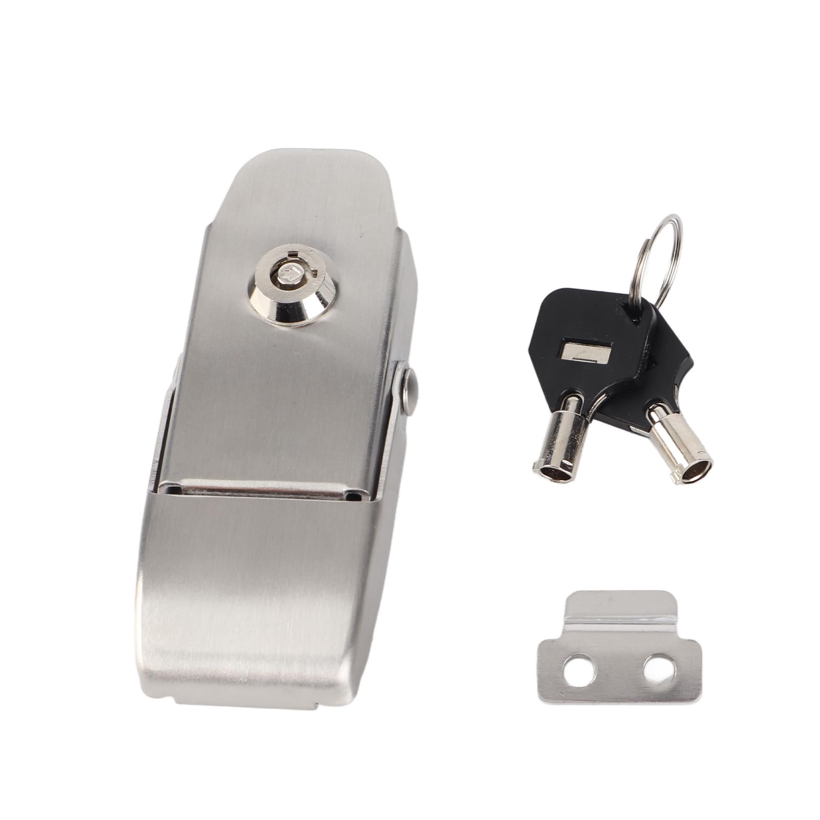 Respicefinem Stainless Steel Spring Toggle Latch with Two Keys 304 Stainless Steel Hasp Clamp for Cabinets Toolboxes Small Doors Vibration Proof Locking Tool