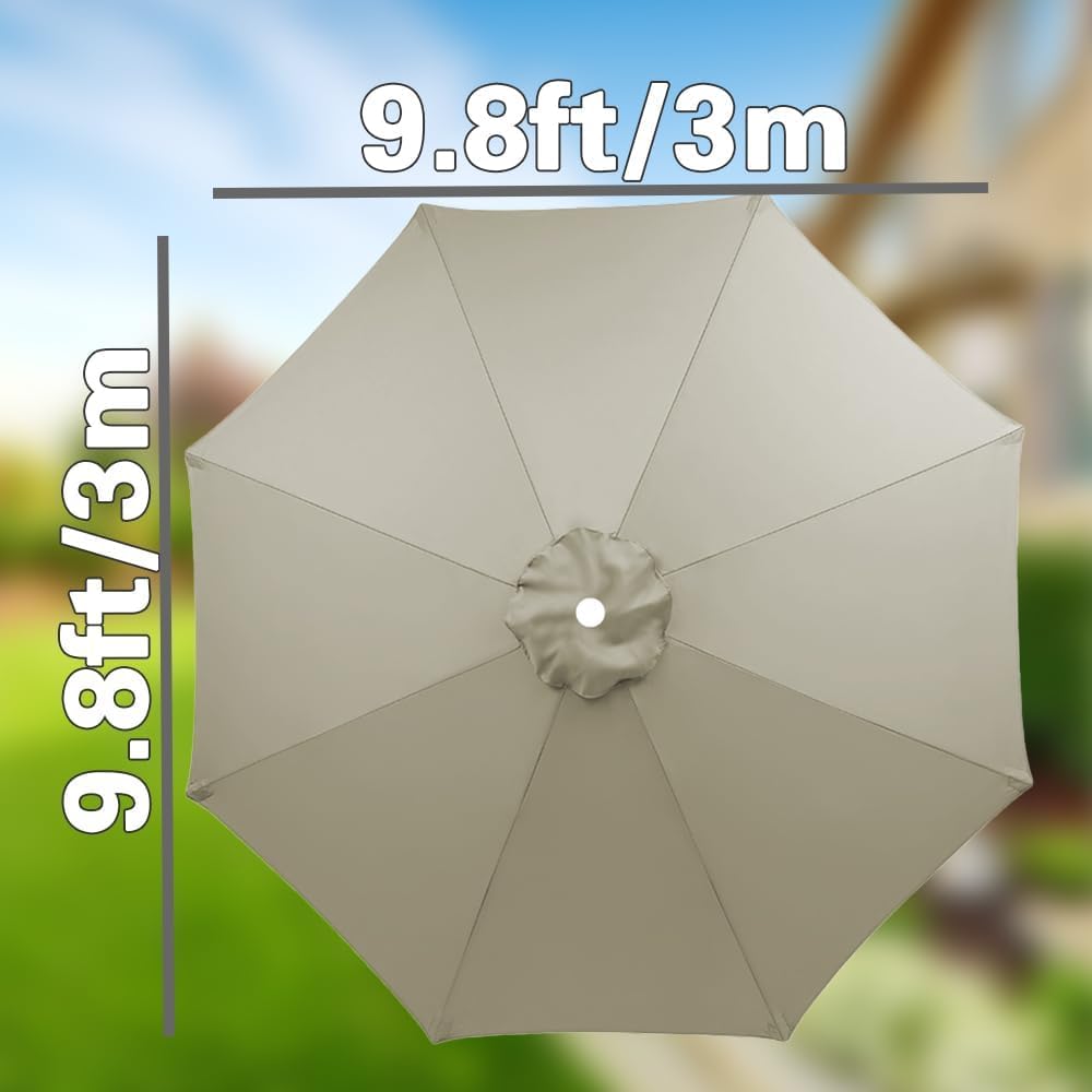 Parasole di ricambio per ombrellone da giardino, 3 m, impermeabile, con parasole, protezione UV, copertura di ricambio per 6 montanti, baldacchino di ricambio per ombrelloni esterni