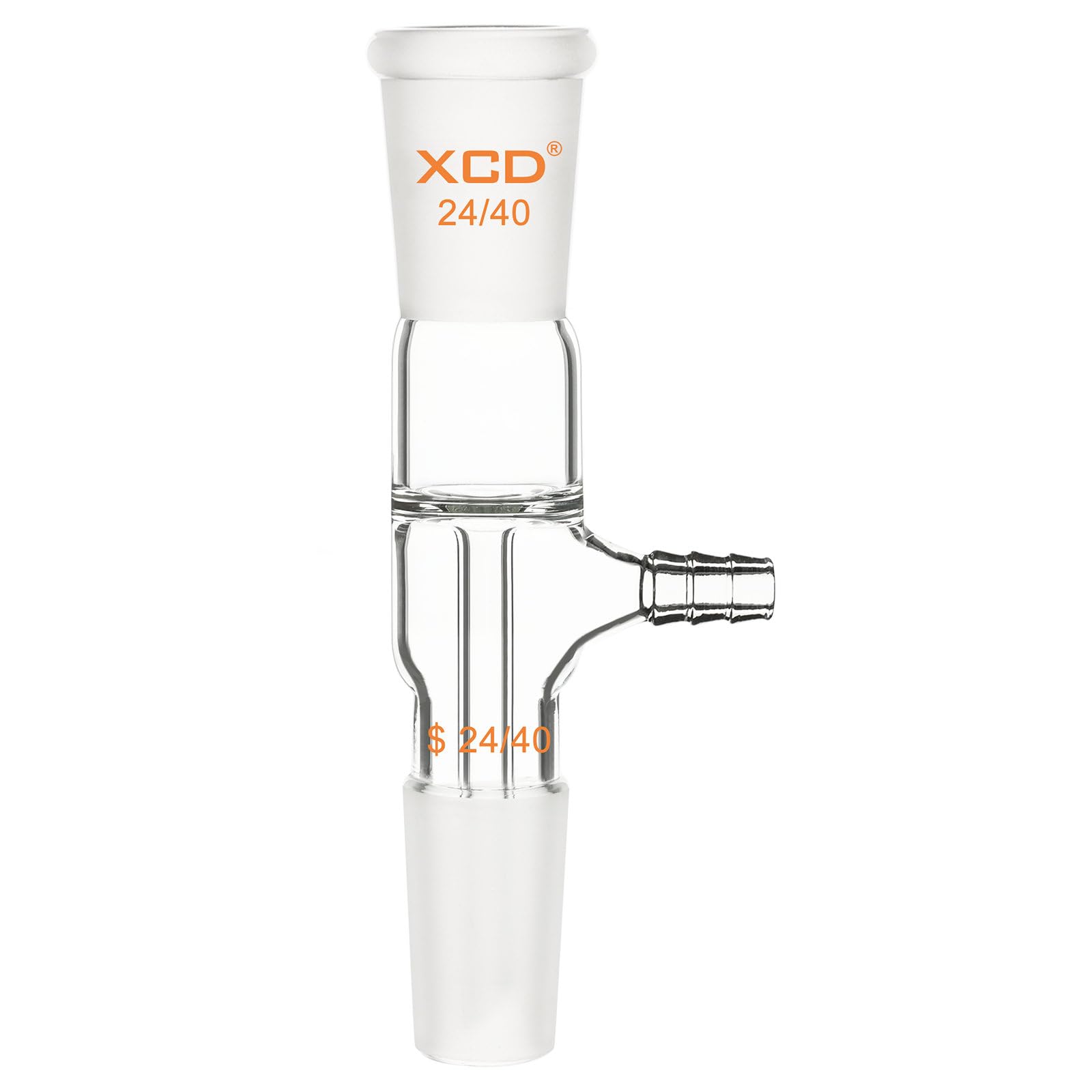XCD Glass Vacuum Take-Off Adapter with 24/40 Joints, Straight and Short Stem Take Off Adapter for Laboratory Use