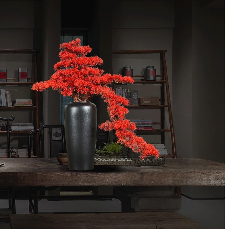 Vase en céramique pour composition florale salon et fausses fleurs vertes - 4