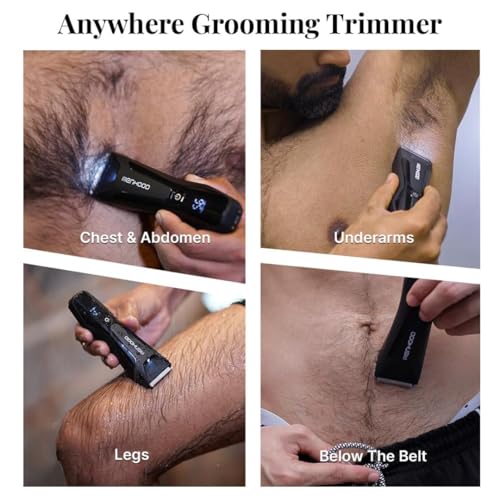 Image of MENHOOD Trimmer 2.0 Sensitive Skin Body Ball Groin Trimmer for Men 7 Lengths IPX7 Waterproof 7000RPM Ceramic Blade No Nicks Wireless Charging LED Spotlight 150 Min
