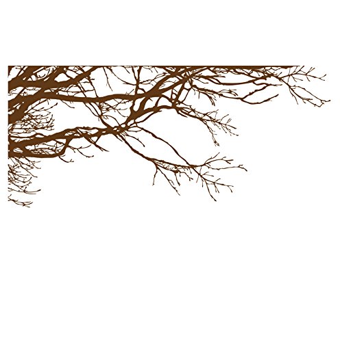 Large Tree Wall Decal Sticker - Semi-Gloss BROWN Tree Branches, 44in X 100in, Left to Right. Removable, No Paint Needed, Tree Branch Wall Stencil The Easy Way.