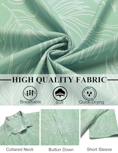 Image of COOFANDY Mens Hawaiian Shirts Short Sleeve Button Down Aloha Shirt Casual Beach Clothes