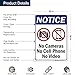 No Cameras No Cell Phone No Video Sign, 10x14 Inches, Rust Free .040 Aluminum, Fade Resistant, Made in USA by My Sign Center