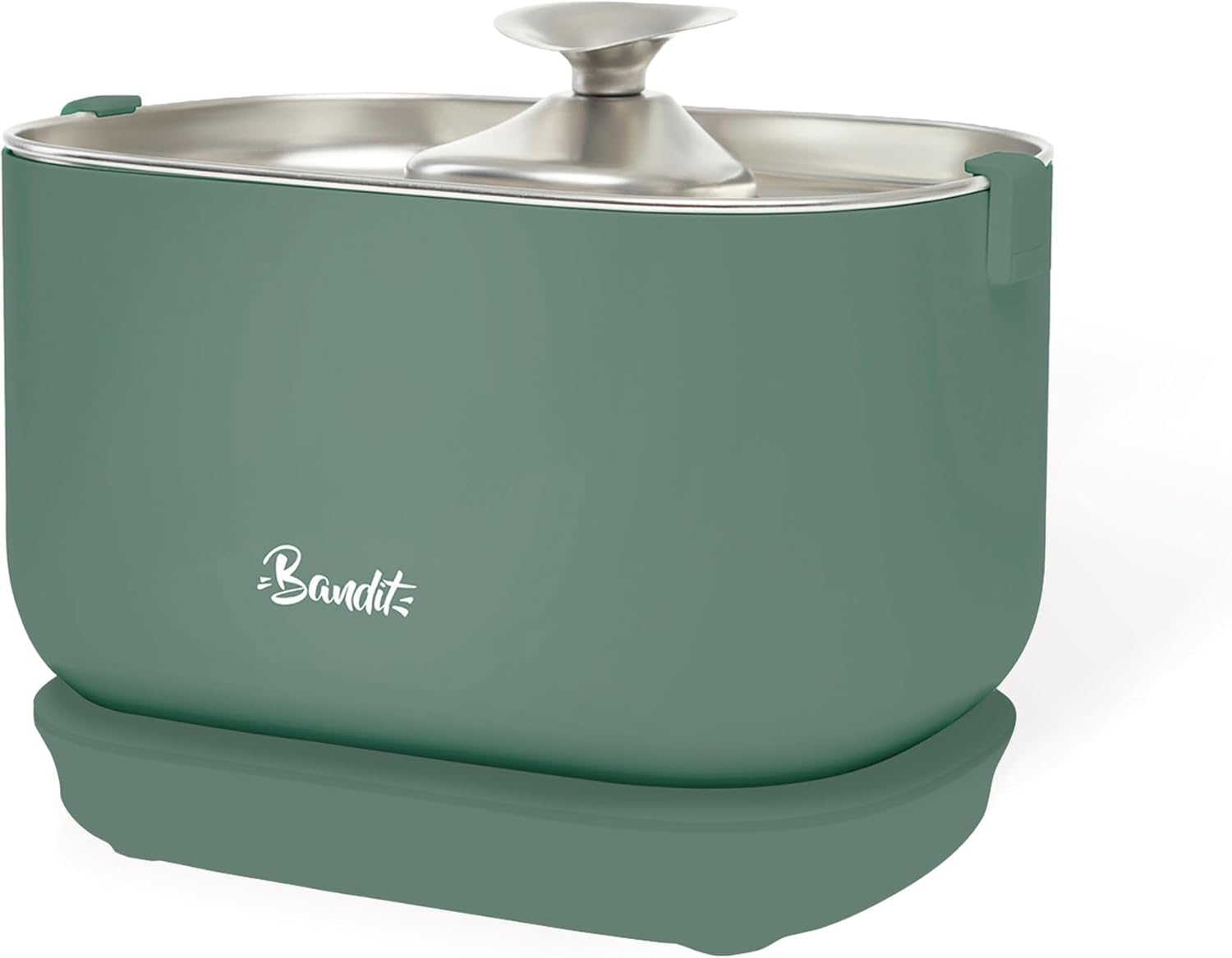 Bandit - Fuente de agua con cable para gatos 2,5L - Filtración de 4 etapas - Ultra silenciosa inferior a 30dB - Acero inoxidable - Bandeja y boquilla compatibles con lavavajillas - Verde