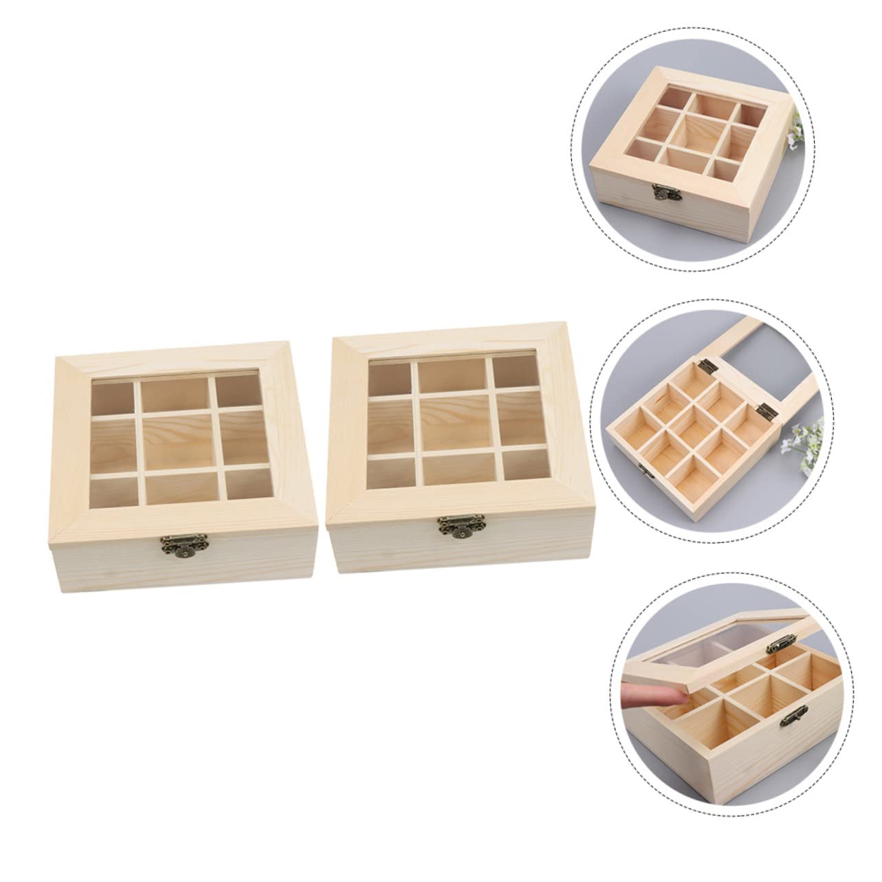 IMIKEYA 2pcs Tea Bag Organizer Transparent Lid Premium Multi-compartment Storage Box for Tea and Items Stylish and Practical