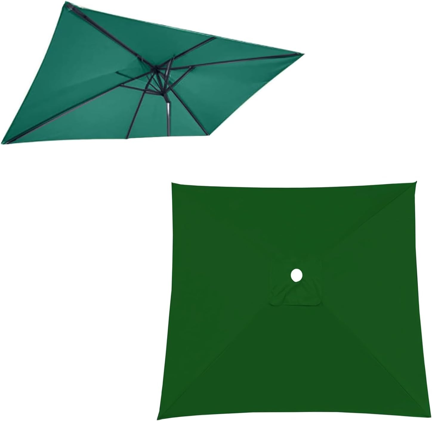 Telo di Ricambio Impermeabile Uv50+ per Ombrellone da Giardino, con Bracci da 4/6/8 Pollici, Forma Rettangolare/Quadrata, Disponibile nei Colori Bianco, Beige E Kaki - Green 3X3m