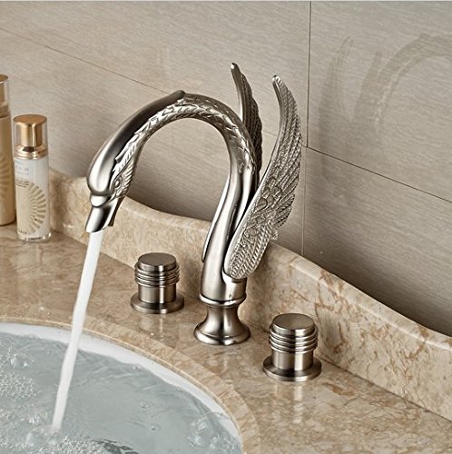 Robinet de lavabo col de cygne en nickel brossé pour salle de bain élégante