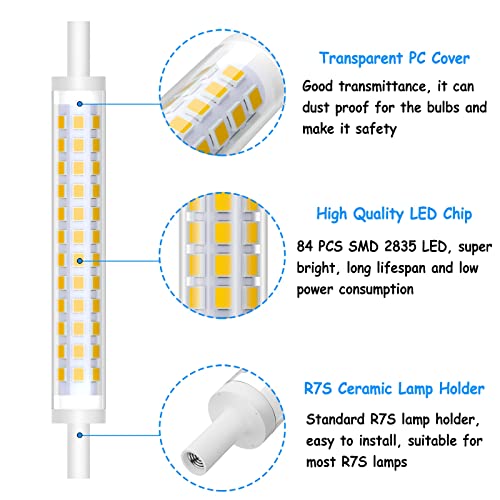 R7S LED 118 mm, ściemnialne żarówki LED 10 W R7S 220-240 V 1000 lm, odpowiednik żarówek halogenowych 100 W J118 R7S, bez migotania (kolor: Naturalny biały 4000K, rozmiar: 118 mm 1 szt.)