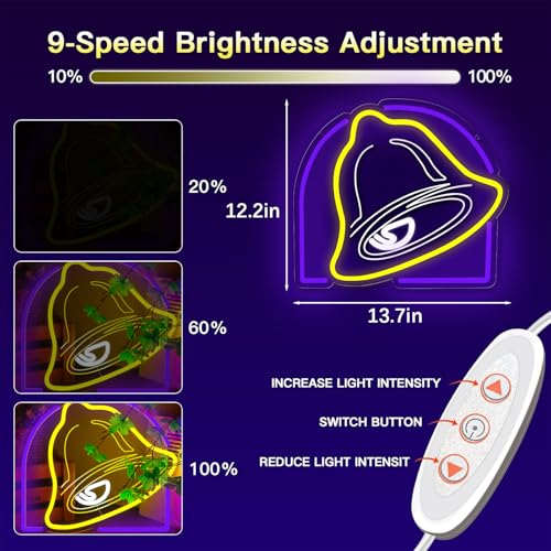 Image of Pugna Tacos Neon Signs for Wall Decor Taco Team Neon Lights for Bedroom Led Signs Suitable for Dormitory Man Cave Christmas Gift