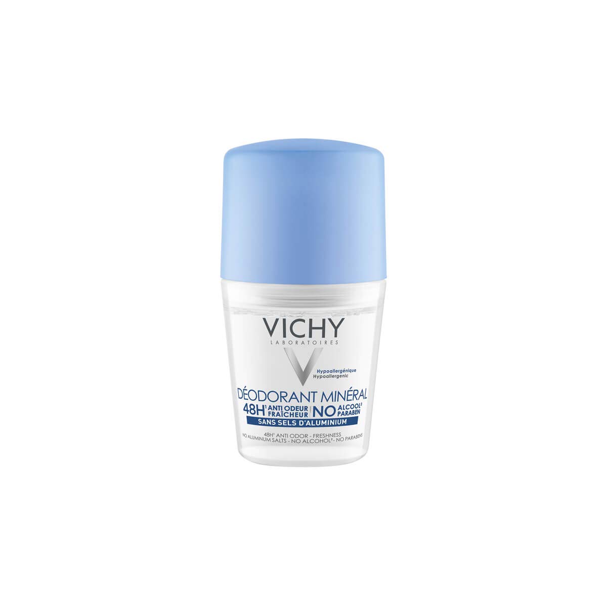 Vichy Dermo-Tolerance Deodorante Roll-on, Per Tutti i Tipi di Pelle, Unisex, Elevata Efficacia e Tollerabilità, Senza Sali di Alluminio, Senza Alcool, Senza Parabeni, 50 ml