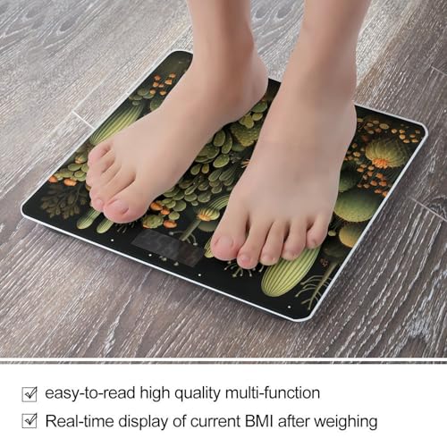 Báscula digital de baño estilo cactus verde de vidrio templado miniatura 5
