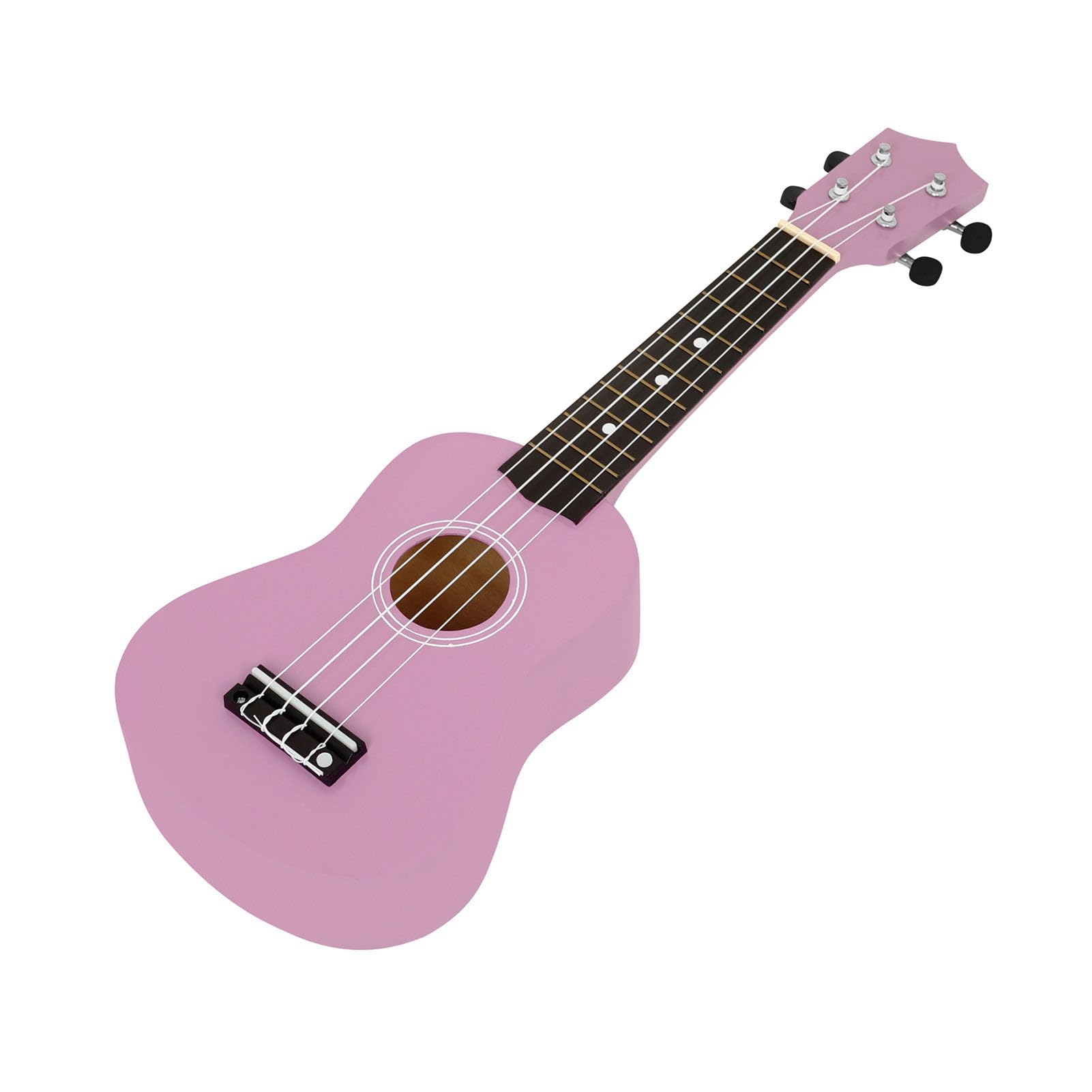 Generic Bunte 21-Zoll-Ukulele für Anfänger mit Stimmgerät, Kapodaster, Plektren und Gigbag, Lindenholz-Ukulelen-Starterset für Erwachsene und Kinder (PINK)