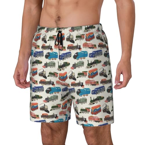 Train Funny Men's Swim Trunks Board Shorts Quick Dry-3