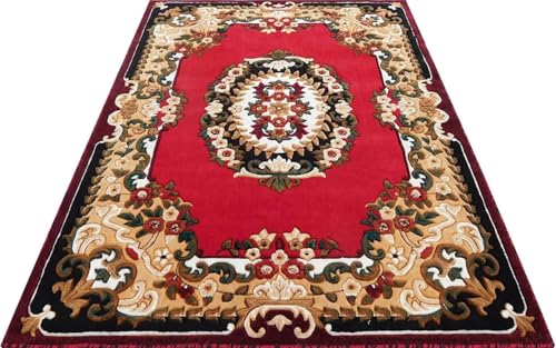 Image of Soft Premium Red Carpet 6x8 ft - Washable, Anti-Skid, Fade-Resistant Acrylic Rug for Living Room, Hall, Bedroom, Modern Decor