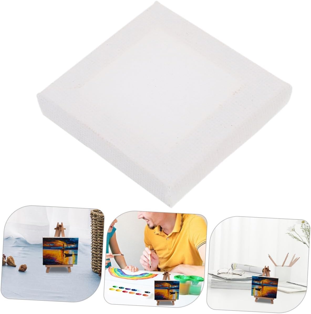 20pcs Mini Stretched Canvas Frames Cotton Canvas for Art Projects Small Canvases for Home Decor and Creative Displays
