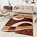 Produktbild TAPISO Dream Teppich Wohnzimmer Modern Kurzflor Braun Hellbraun Beige Meliert Streifen Kreise Wellen Schlafzimmer Esszimmer ÖKOTEX 250 x 350 cm