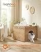 Feandrea Cat Litter Box Enclosure, Handwoven Rattan Hidden Litter Box Furniture with Extra Litter Mat, Removable Washable Tray, Boho Cat House, End Table, Goose Yellow UPCL014K01