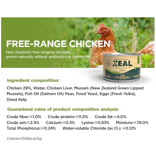 Image of ZEAL New Zealand Canned Wet Dog Food - High Protein, Pure Nutrition, Grain-Free with Superfoods (Chicken, 6oz Can, 12-Pack Tray)