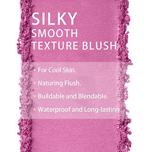 2023 Purple Blush Powder Makeup Palette, Contour And Highlight Face For A Shimmery Or Matte Finish, Natural Flush, Blendable And Buildable Blush For Cheek #TOP1