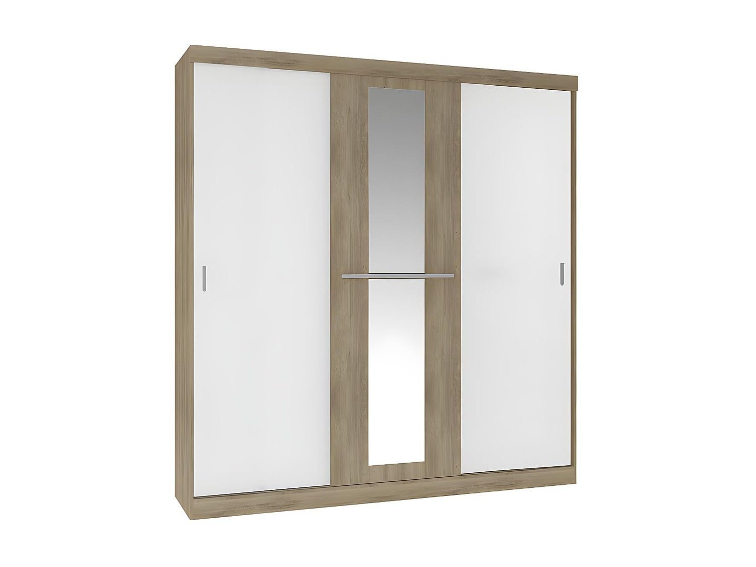 Vente-unique - Armadio 3 Ante scorrevoli L.205 cm Quercia e Avorio - DIDDA