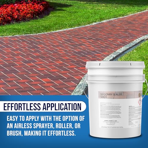 Image of DeckGeneral Masonry Sealer 5801 - Clear Concrete Sealant & Waterproof Sealer for Stone, Brick & Mortar - Silane Siloxane Coating for Driveways, Sidewalks, Patios & More (5 Gallon)