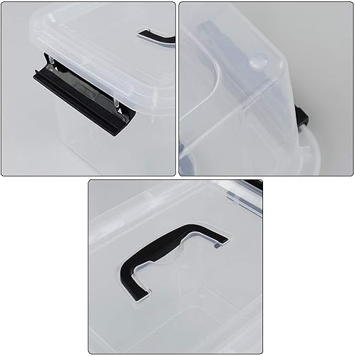 Miniatura 3 de Farmoon Contenedor de almacenamiento con tapa transparente de 6 cuartos de galón, caja pequeña de plástico con asa, 6 paquetes, R