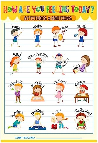 WaaHome Feelings Chart for Kids Toddlers - How are You Feeling Emotions Chart Educational Learning Poster for Kindergarten Classroom Bulletin Board Decorations Teacher Supplies, 11.2''x16.5''