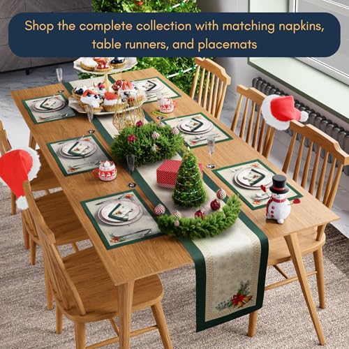 Image of Cloth Napkins Set of 4-100% Cotton Fabric - Floral Boho Decorative Dinner Table Kitchen Everyday Party Picnic Cocktail Napkins - Washable Reusable - Moss Green (White Green) - 18x18 inch