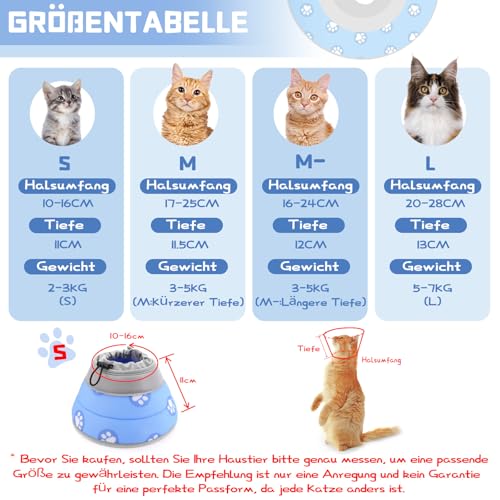 Supet Halskrause Katze,Einstellbarer Halskrause Katze Halsband,Wiederherstellung Halsband Weich Kragen Cone Nach Operation und Verletzungen für Welpen,Hunde und Katzen (Blau, S)
