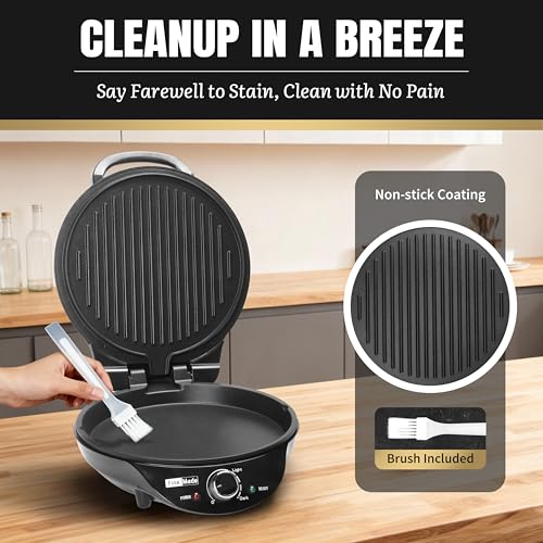 Image of FineMade Electric Griddle Nonstick, Multi-Funtional Quesadilla Maker 10 Inch, Electric Grill Indoor, Pancake Griddle & Pan, Smokeless Indoor Grill, Non-stick Surface, Black