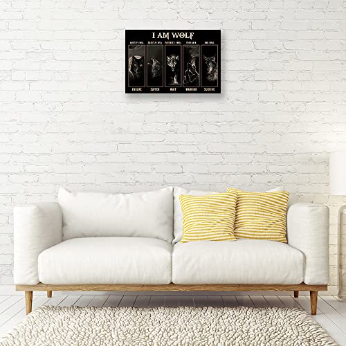 Wolf Canvas Wall Art Framed Motivational Quotes Poster Wolf Picture Painting Black Artwork Wildlife Wall Art Prints Modern Abstract Wall Hanging Framed (12X18 Inch) #TOP1