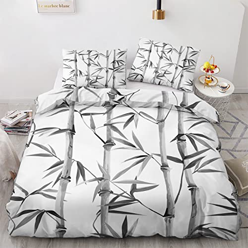 Bambú Funda Nordica Cama 90 Estilo Japonés - Funda Edredon 150x200 cm y 2 Fundas de Almohada 50x75 cm, Juego de Ropa de Cama de Microfibra Suave con Estampado, con Cremallera