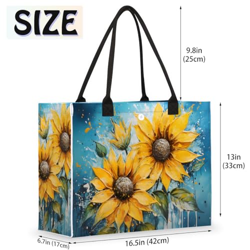 Crying Sunflower Tote Bag for Women Large Beach Bag Reusable Tote Bags for Work Travel Beach Shopping2