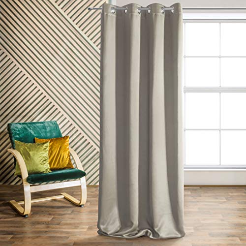 Eurofirany Smooth Blackout Blackout 8 Eyelets Soft Curtains Modern Simple Bedroom Children's Room Living Room Polyester Cappuccino 135 x 250 cm - Image 4