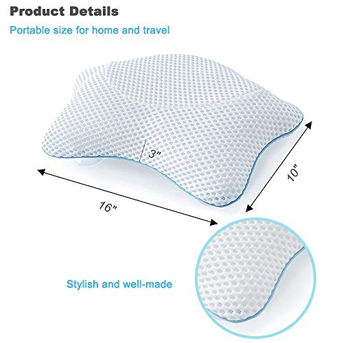Non Slip Bath Pillow, Luxury Spa Bathtub Head & Neck Rest Support, Permeable Quick Drying Air Mesh Tub Pillow With 4 Large Suction Cups, Fits Any Tubs, Soft And Relaxing #TOP6