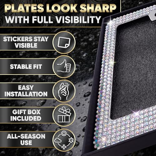 Marco de matrícula brillante con diamantes de imitación - $14.96