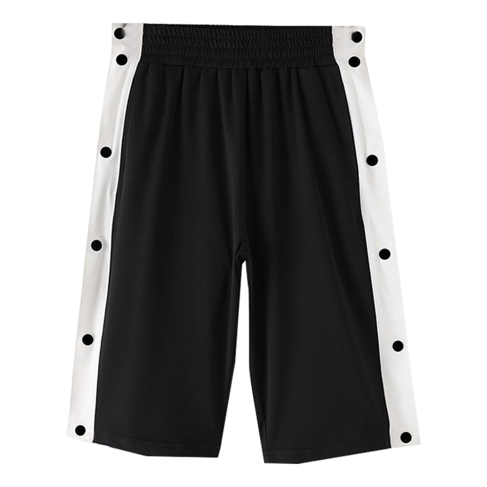 Generisch Pantaloncini da uomo, corti, da jogging, riabilitazione, laterali, apertura laterale, con bottoni automatici laterali, per il tempo libero, postoperatori, traspiranti, estivi