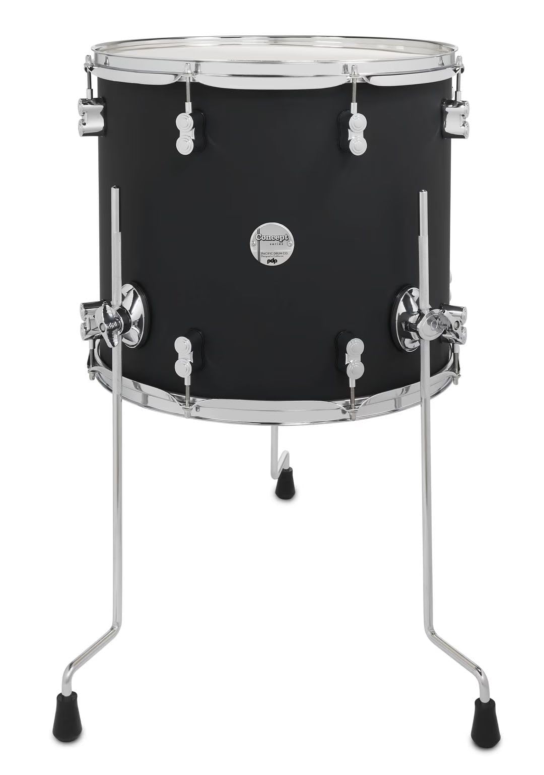 Pacific Drums Concept Maple Floor Tom, 40.6 cm x 35.6 cm, Ply con acabado en negro satinado | Casco de arce europeo, hardware DW