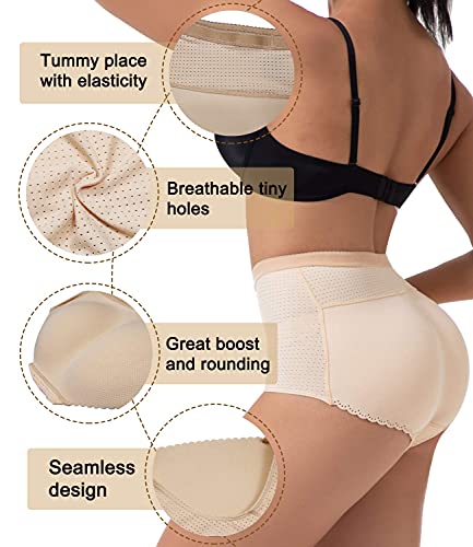 Ningmi Women Butt Lifter Shapewear Briefs Seamless Padded Hip Enhancer Underwear Apricot #TOP3