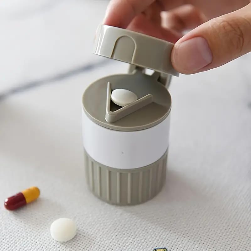 4-in-1 Portable Multifunctional Pill Crusher and Splitter with Round Pill Organizer, Cutter, Powder Grinder, and Medication Storage Compartment - Durable Plastic Material for Daily Use and Travel-picture-45