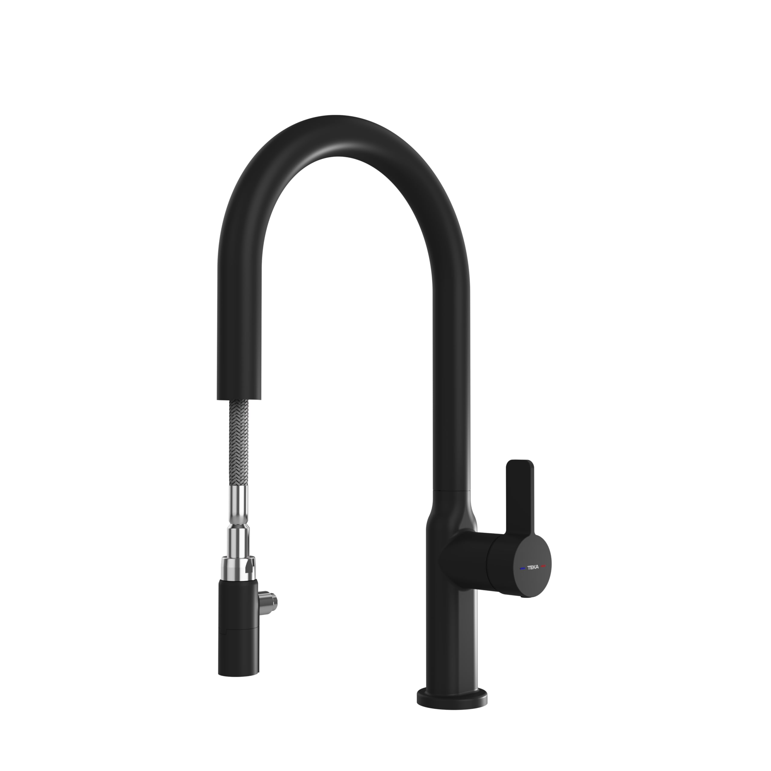 TEKA Grifo Cocina Monomando, Caño Alto Giratorio 360º, Maneral Extraíble 2 Funciones, Aireador Anticalcáreo, Latiguillos Flexibles 3/8”, Modelo OVAL 9382