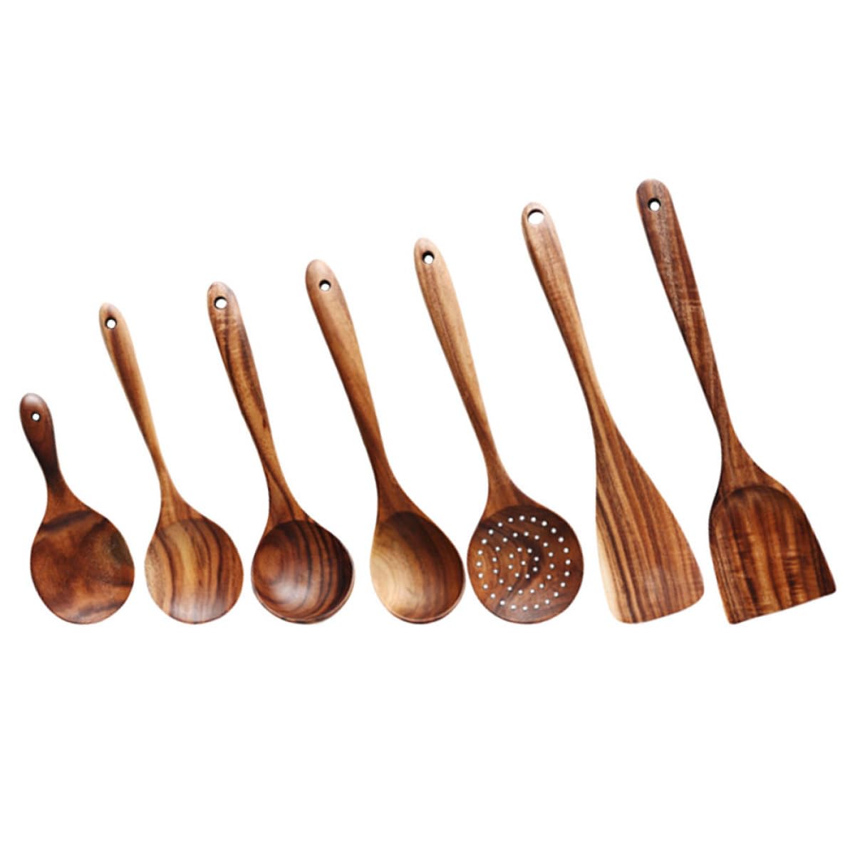 Set di Cucchiai di Legno Cucchiai Lunghi Sicuri per Cucina Multifunzionale, con Design Elegante e Minimalista per Cucinare e Servire in Casa