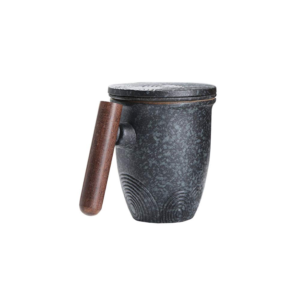 Maya Star Tea Cup with Lid and Ceramic Water Filter, Ceramic Filtered Tea Separation Cup, Office Cup Drinking Tea Cup #014